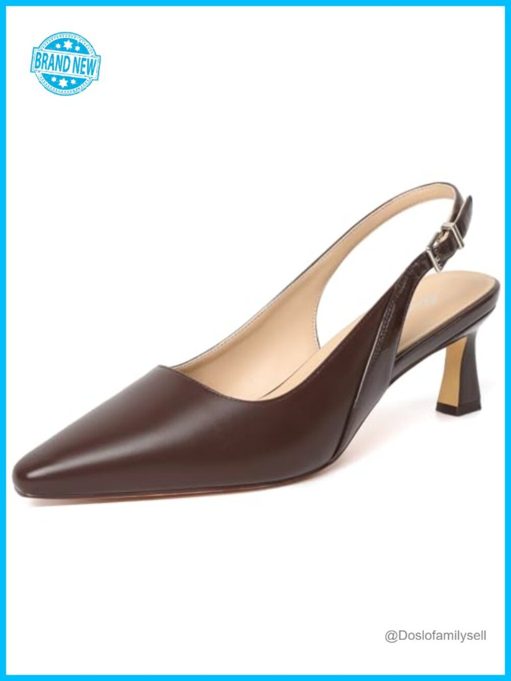 Kitten Heels Slingback Pointed Closed Toe Faux Leather Pumps